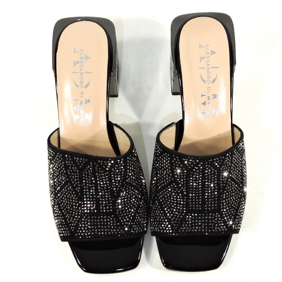 ALESSANDRO DI MARIA 🇮🇹 WOMEN'S BLACK SUEDE FASHION MULES - Picture 6 of 8